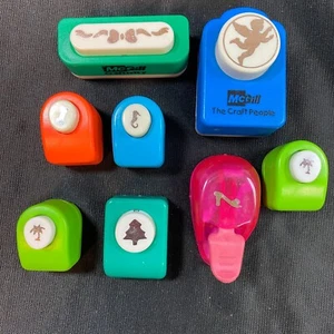 Lot of 8 Mini Punches Dog Bone Palm Tree Sea Horse Cherub Bow Ribbon High Heels - Picture 1 of 7