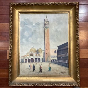 Vintage Impressionist Oil Painting Piazza San Marco Venice Signed G. Botta - Picture 1 of 10