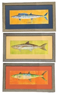 King Mackerel, Wahoo & Cobia Prints by John W. Golden Framed 24.5" x 13.5" - Picture 1 of 10
