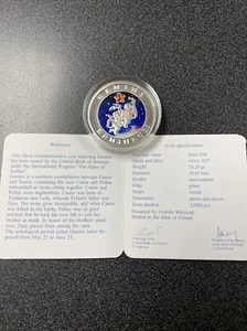 Armenia 100 dram Zodiac Signs series GEMINI colored silver coin 2008 W. COA - Picture 1 of 3