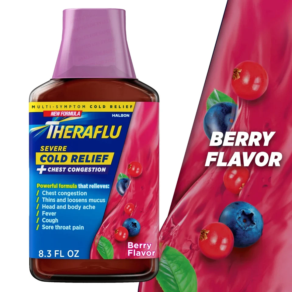Severe Cold and Cough Relief Daytime Berry Syrup - 8.3 oz - EXP 01/2026 - Image 1 of 3