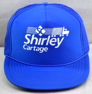 Vintage Trucker Hat Shirley Cartage Trucking Snapback Rope Blue Foam 90's - Picture 1 of 6