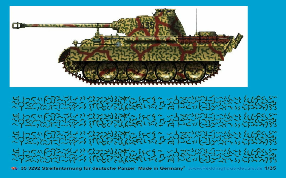 Peddinghaus-Decals 1/35 3292 Streifentarnung per Carri Armati Tedeschi - Immagine 1 di 1