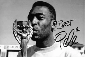 Pele UH Foto vom Original Autogramm UH #45 - Picture 1 of 1