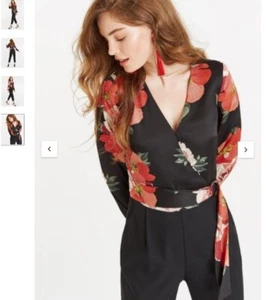 BNWT Oasis Size 10 Black D Ring Floral Top Part Jumpsuit Tapered Trousers New - Picture 1 of 7