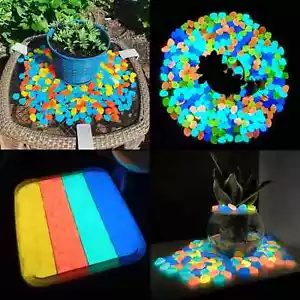 500 Pcs Multicolor Glow Pebbles for Outdoor Decor, Garden, Aquarium & More - Picture 1 of 6