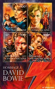 DAVID BOWIE s/s 4 Briefmarken; Ziggy Stardust; Zentralafrikanische Republik; postfrisch; Rarität - Bild 1 von 1
