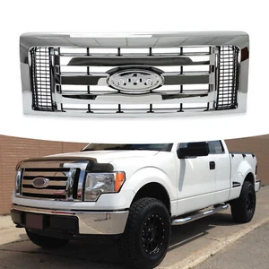 For 2009-2012 13 14 Ford F-150 F150 XLT Grille Grill Front Upper Bumper Chrome - Picture 1 of 11