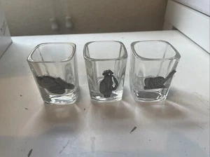 Lot of 3 Square Shot Glasses with Pewter Golf Club Bag and Shoes  - Picture 1 of 7