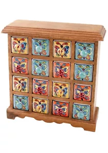 Spice Jewellery Chest of Drawers Hand Painted Butterfly Multi Colour Ceramic - Picture 1 of 4