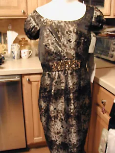 NEU MIT ETIKETT DONNA RICCO SCHWARZ GRAU BRAUN BEDRUCKT ABENDKLEID GRÖSSE 12 - Bild 1 von 10