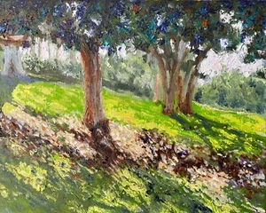 Gorgeous Oil Painting. Original. Signed. Presidio Park Scene. Impressionist Art - Picture 1 of 3