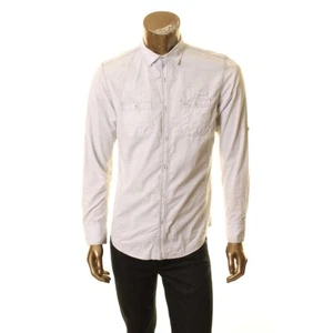 INC NEW Men's White Work Striped Cotton Button-Front Shirt S TEDO - Picture 1 of 2