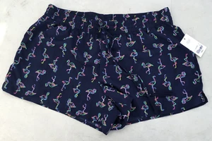 Swimsuit Shorts Women's Medium Navy Blue Flamingo Print Tropical City Streets - Picture 1 of 4