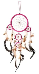 Atrapasueños atrapasueños aprox 60 cm x 16 cm rojo rosa cuero indio buenos sueños - Imagen 1 de 1