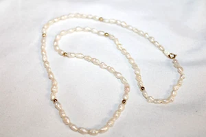 Vintage 14K Gold Freshwater Pearl Necklace RTI Designer - Picture 1 of 6