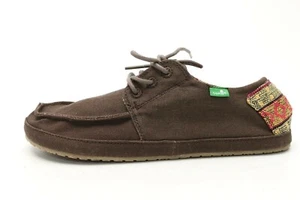 Mens SONUK Brown Canvas Lace Up Fashion Loafers Sneakers Flat Shoes Size 8 - Picture 1 of 6