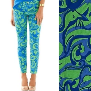 Lilly Pulitzer Kelly Ankle Pant Canopy Green I'm No Angel Swirl Disco Artsy 12 - Picture 1 of 14