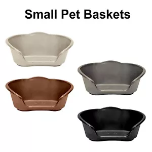 Small Plastic Pet Basket Warm Soft Washable Waterproof Puppy Kitten Cushion Beds - Picture 1 of 7