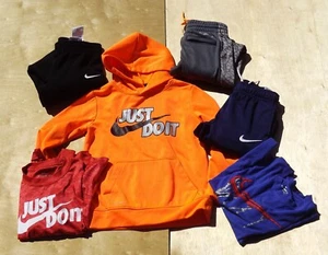 Size Small (6) Boys Nike Hoodie T-Shirt Pants Set Neon Orange Blue Black 6 Pcs - Picture 1 of 10