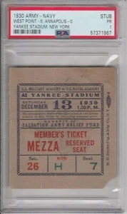 1930 Army Navy Football Ticket Stub PSA 1 Yankee Stadium - Picture 1 of 2