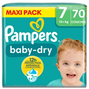 Maxi Pack 70 Couches PAMPERS Baby-Dry Taille 7 (15 KG +) Lot Changes Bébé NEUF - Foto 1 di 1
