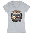 Ford Mustang Mach 1 Women's V-Neck T-shirt Horse Power Muscle Car Licensed Tee