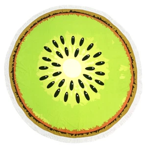 NWT Terry Cloth Luxury Round Beach Towels Kiwifruit Print JP611 48 - Picture 1 of 4