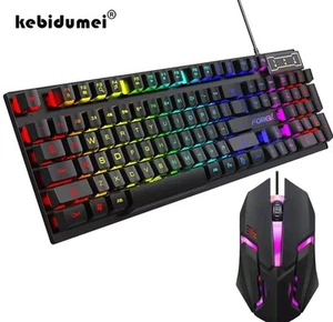 Jedel GK110+Gaming Keyboard and Mouse Set Rainbow LED USB For PC Laptop PS4 Xbox - Picture 1 of 6