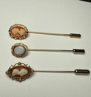 Pin Solapa Palo Tono Dorado 1 Avon Lote De 3 Camafeo Cara Dama, Blanco Imitación Ópalo Foto 1 de 4