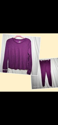 Joe Boxer Mujer Pijama Talla L Manga Larga Pantalones Largos Volantes Mezcla Poli Rayón Foto 1 de 4