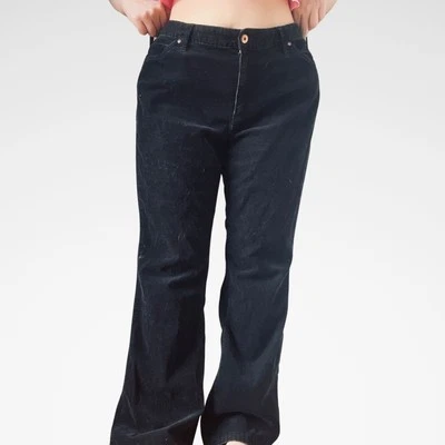 Lands' End Vintage 2000s Black Corduroy Bootcut Pants 16W 99% Cotton Y2K Grunge - Image 1 of 4