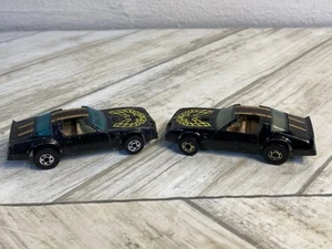 Hot Wheels 1977 Hot Bird Trans Am buje negro dorado BW lote de 2 autos - Imagen 1 de 7
