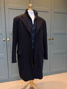 Abrigo de lana negro de doble capa 'Fay' de diseñador de lujo para hombre £1400 - XL - Imagen 1 de 19