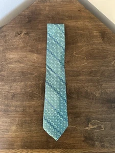 Tallia 100% Silk Geometric Pattern Tie – Teal/Blue/Purple - Picture 1 of 6