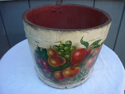 Antique Maple Syrup Sap Bucket Hand Painted Folk Art Style - Image 1 of 4