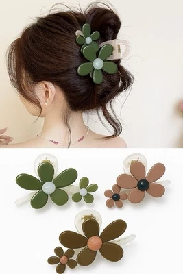3 Piezas Pinzas de Pelo Florales para Mujer Garra Para Gruesas Grandes Pinzas de Pelo Accesorios Foto 1 de 4