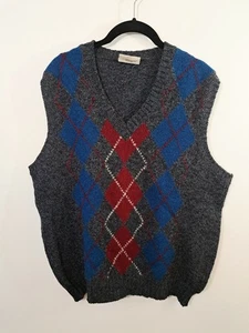 Woodward Shop Herren Vintage grau Argyle Pullover Weste Large Shetland Wolle - Bild 1 von 4