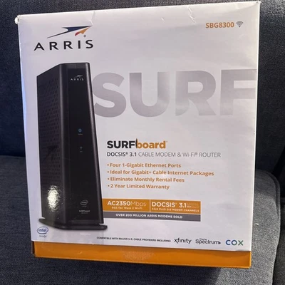 ARRIS SBG8300 AC2350 Dual Band Wi-Fi 5G Cable Modem DOCSIS - Image 1 of 3