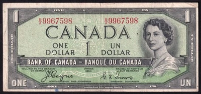 Canada 1954 $1 One Dollar Devils Face Banknote Coyne - Towers B/A 9967598 - Image 1 of 2