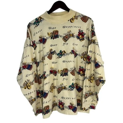 Mujer Bobbie Brooks Holiday Vintage Años 90 Cuello Simulado Manga Larga XL Foto 1 de 4