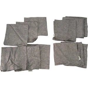 Pottery Barn 100% Linen Napkins - Set of 12 - Brown Gray 20x20" Square Cloth - Picture 1 of 12