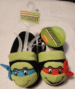 NINJA TURTLES Leonardo Raphael Plush Step-In Slippers NWT Toddler Boys Sz. 7/8 - Picture 1 of 4