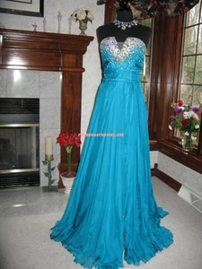 Vestido de concurso de seda pavo real Mac Duggal 42604P 4 - Imagen 1 de 4