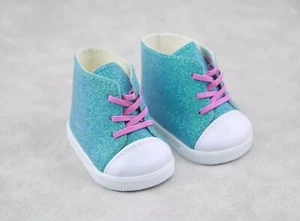 American Girl a pair of aqua glitter high-top sneakers for Truly Me 18'' doll - Picture 1 of 3