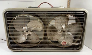 Vtg GE Automatic Box Twin Fan w/ Mount, Box, OG Manual- Parts or Repair *Video* - Picture 1 of 17