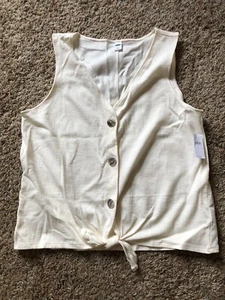 Neu mit Etikett Old Navy ärmelloses kurzes cremefarbenes Oberteil mit Knöpfen zum Binden Large - Bild 1 von 1