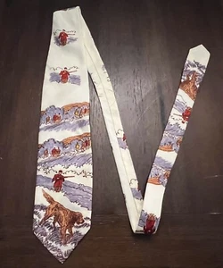 Vintage Beau Brummell Fashionaire Hunting Themed Tie Dogs Rifle MCM Steketee’s - Picture 1 of 8