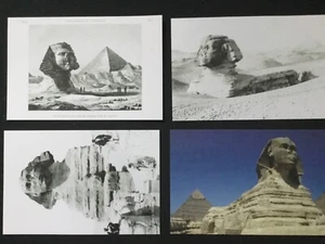 FOTO TAMAÑO POSTAL 4/FOTOS DE LOS CAMBIOS A LA ESFINGE EN GIZA 1798-AHORA *Repro* - Imagen 1 de 11