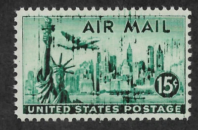 US #C35 (1947) 15c New York Skyline - MNH - EFO: Streaking (Acid Rain) - FVF - Image 1 of 2